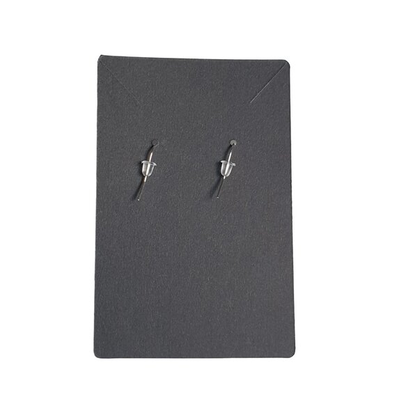 Silver Tone Filigree Dangle Plastic Rhinestone Vintage Earrings Women Jewelry - Picture 3 of 3